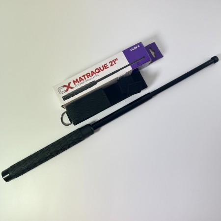 Matraque Télescopique 21" Acier Poignée caoutchouc Clovx