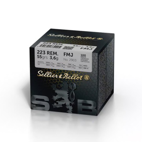 MUNITIONS SELLIER BELLOT 223REM FMJ 55GR X100 EN VRAC