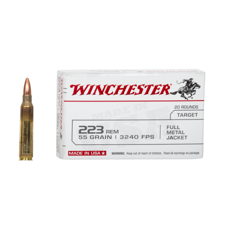 Munitions Winchester 223REM 55gr FMJ X20