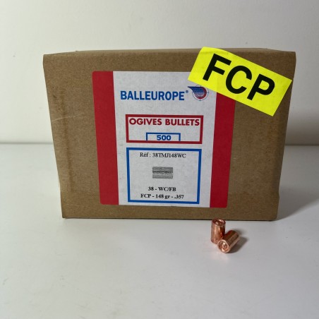 Ogives Balleurope Plomb Cuivrées FCP 38 WC/FB 148gr .357 x500