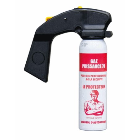 Bombe gel ou gaz cs puissance 70 Le Protecteur 100ml avec poignée