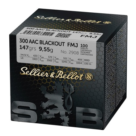 Munitions Sellier & Bellot 300 AAC Blackout FMJ 147gr x100 en vrac