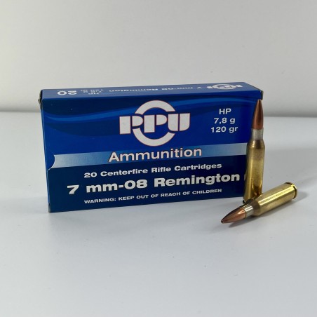 Munitions Partizan PPU 7mm-08 Remington HP. 120gr - 7.8g
