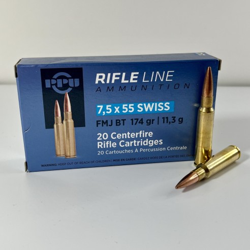 Munitions Partizan PPU Calibre 7,5X55 SWISS FMJ...